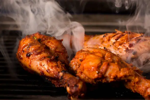 Chicken Grilling with Smoke